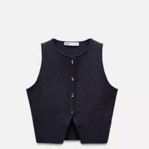 Zara Dark Blue Sleeveless Vest